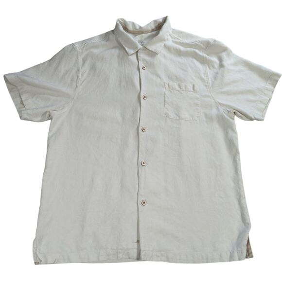 Tommy Bahama Shirt Mens XL White Short Sleeve Button Front Casual Embroidered - Picture 1 of 13